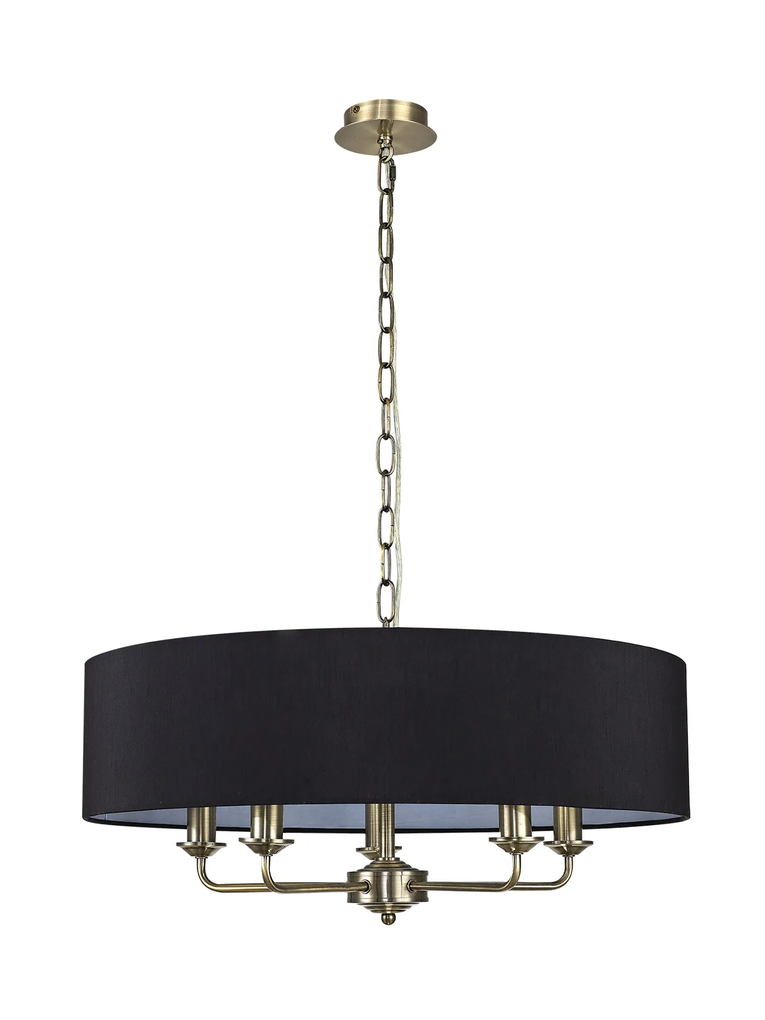 Banyan 60cm 5 Light Pendant Antique Brass, Black DK0034  Deco Banyan AB BL